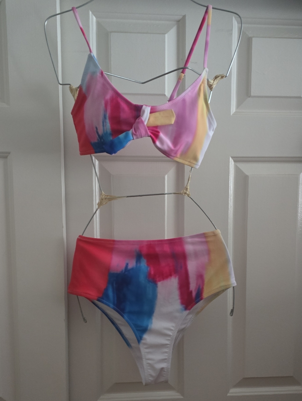 Colorwash High-Waist Bikini Set - Pink, Blue, Yellow